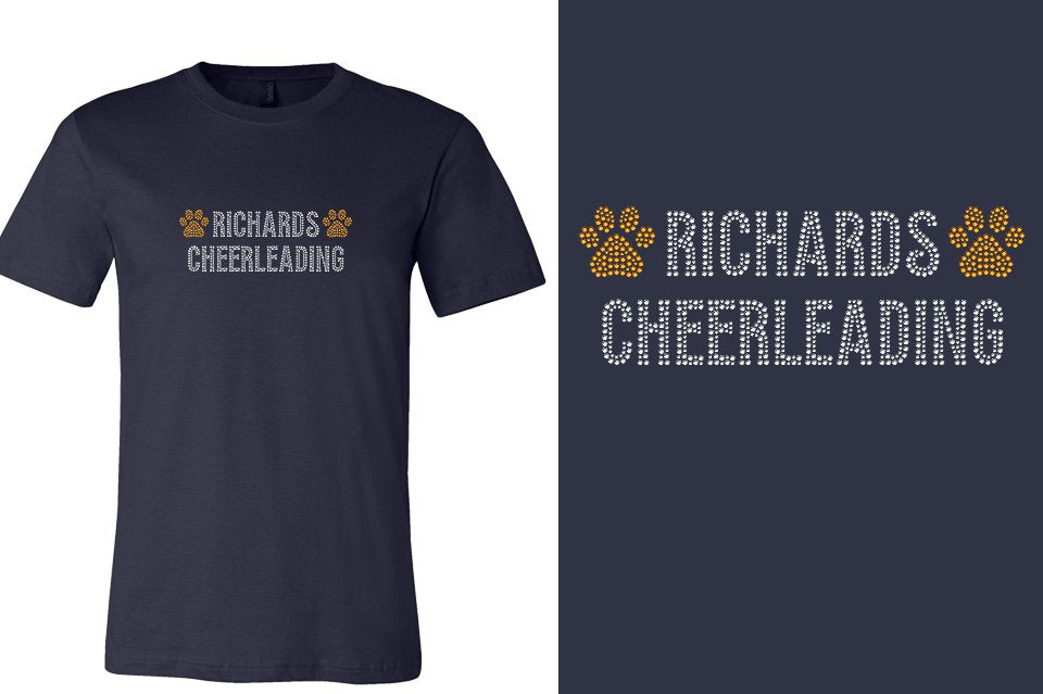 Rhinestones RICHARDS CHEERLEADING with paws Unisex t-shirt