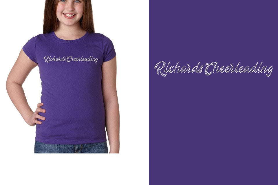 Rhinestones Richards Cheerleading script text stones 1-color Girls' Princess T-Shirt