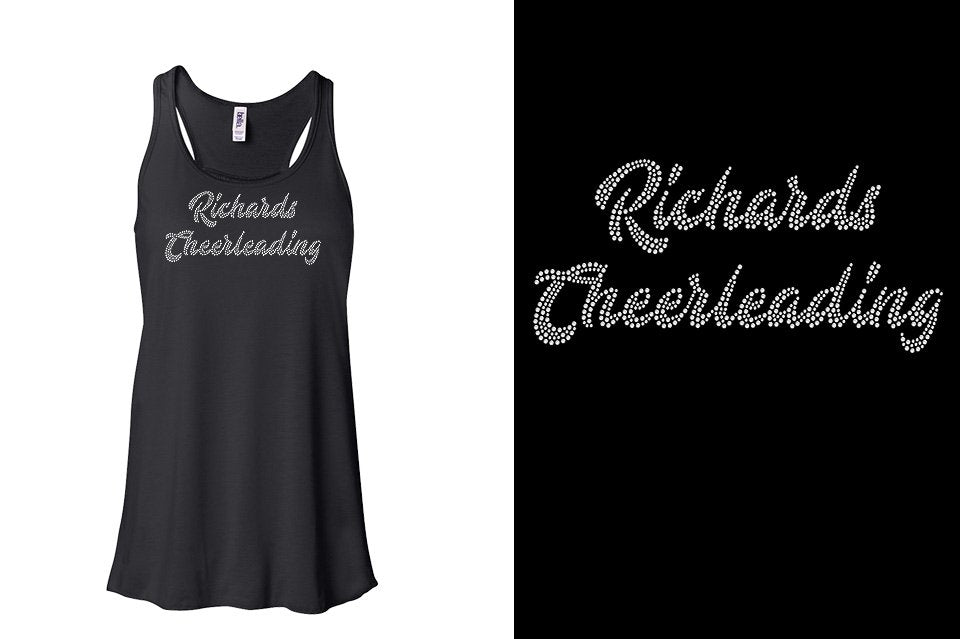 Rhinestones Richards Cheerleading 2 lines 1-color stones Youth Flowy Racerback Tank