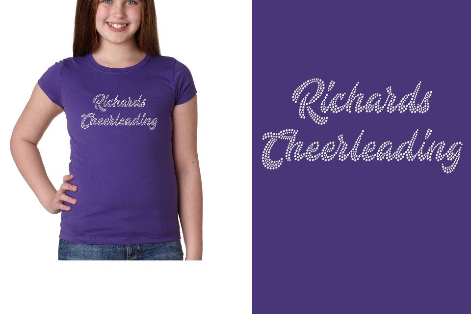 Rhinestones Richards Cheerleading 2 lines 1-color stones Girls' Princess T-Shirt