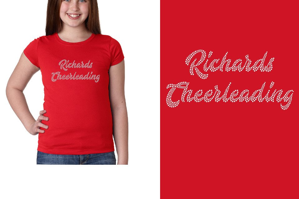 Rhinestones Richards Cheerleading 2 lines 1-color stones Girls' Princess T-Shirt