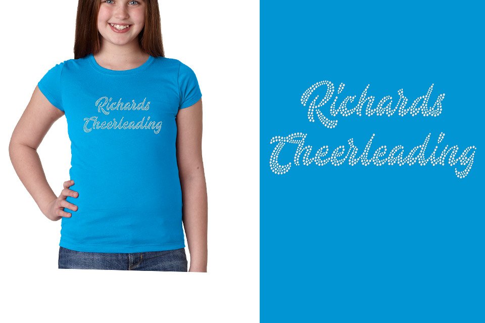 Rhinestones Richards Cheerleading 2 lines 1-color stones Girls' Princess T-Shirt