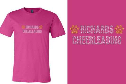 Rhinestones RICHARDS CHEERLEADING with paws Unisex t-shirt