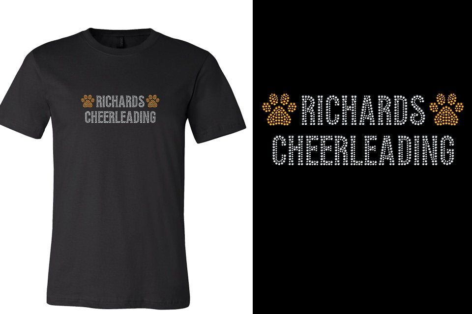 Rhinestones RICHARDS CHEERLEADING with paws Unisex t-shirt