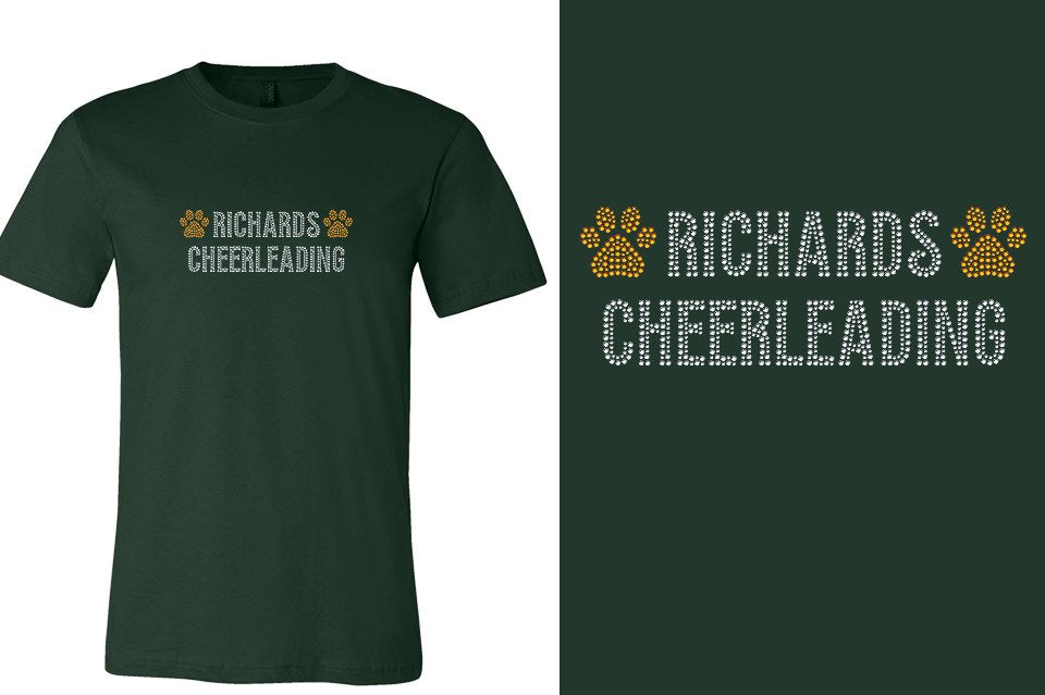Rhinestones RICHARDS CHEERLEADING with paws Unisex t-shirt