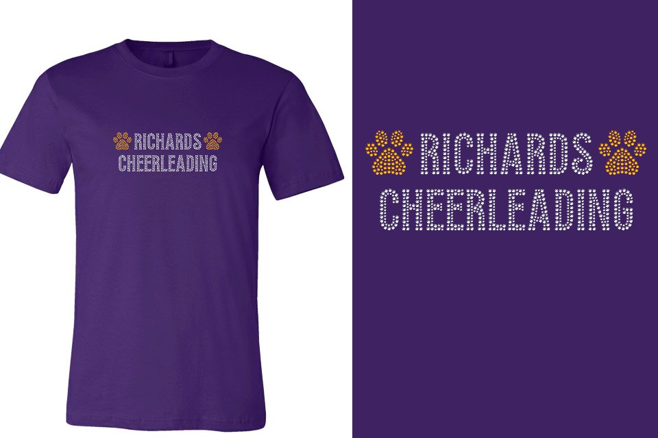 Rhinestones RICHARDS CHEERLEADING with paws Unisex t-shirt