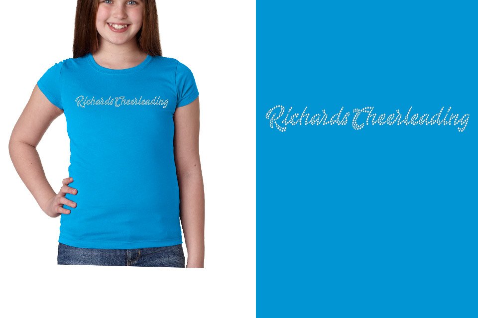 Rhinestones Richards Cheerleading script text stones 1-color Girls' Princess T-Shirt