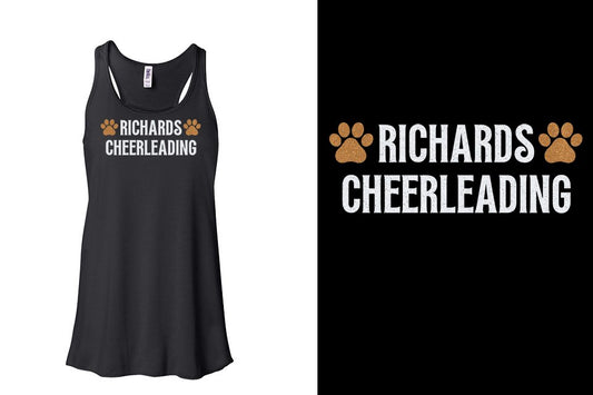 RICHARDS CHEERLEADING 2 lines glitter Youth Flowy Racerback Tank