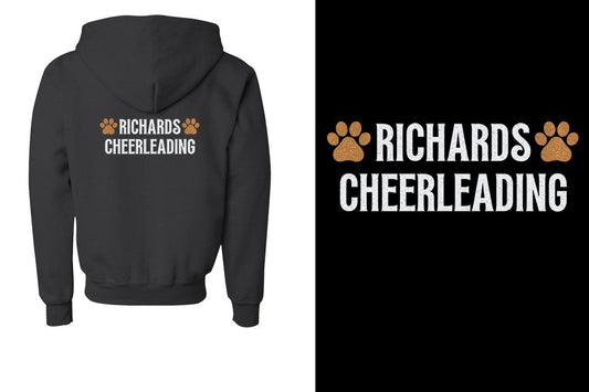 RICHARDS CHEERLEADING 2 lines glitter Youth Unisex Zip Hoodie