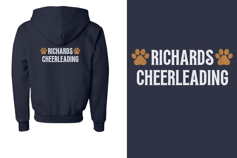 RICHARDS CHEERLEADING 2 lines glitter Youth Unisex Zip Hoodie