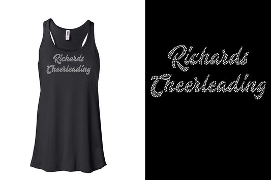 Rhinestones Richards Cheerleading 2 lines 1-color stones Youth Flowy Racerback Tank