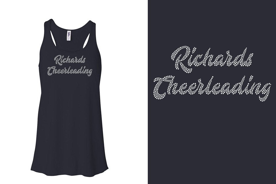Rhinestones Richards Cheerleading 2 lines 1-color stones Youth Flowy Racerback Tank
