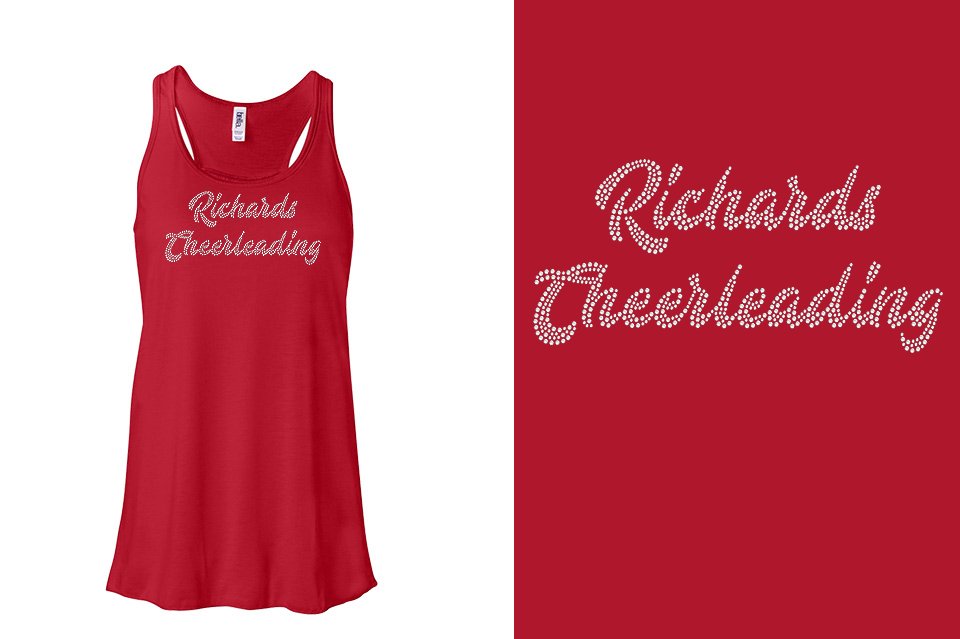Rhinestones Richards Cheerleading 2 lines 1-color stones Youth Flowy Racerback Tank