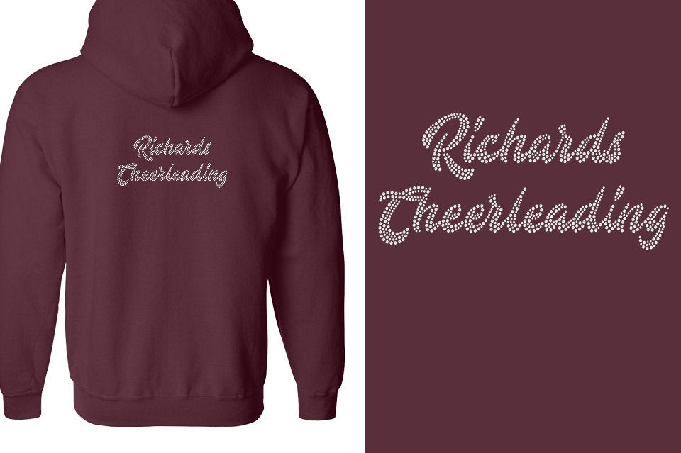 Rhinestones Richards Cheerleading 2 lines 1-color stones Unisex Zip Hoodie