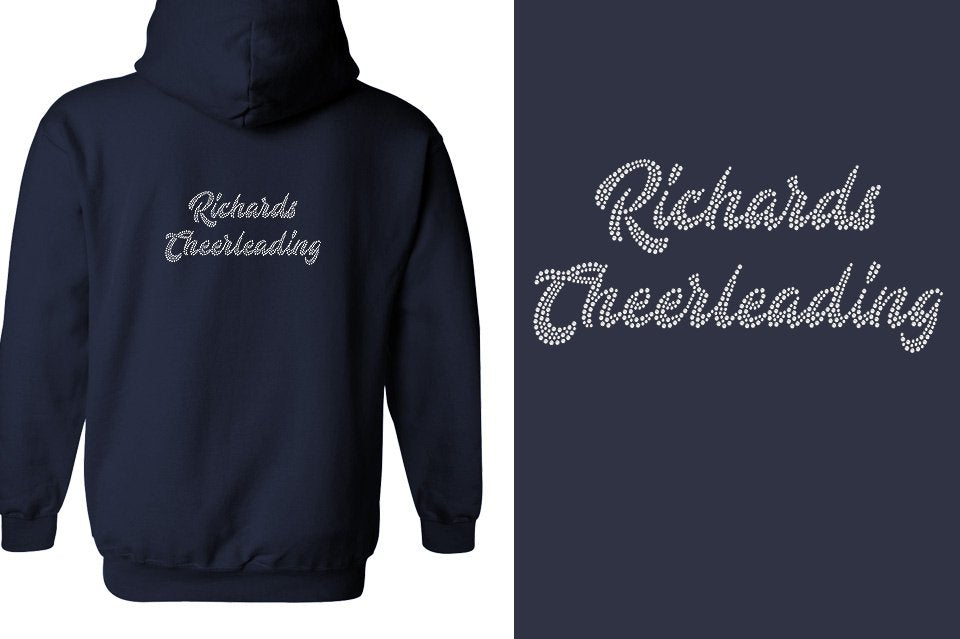 Rhinestones Richards Cheerleading 2 lines 1-color stones Unisex Zip Hoodie