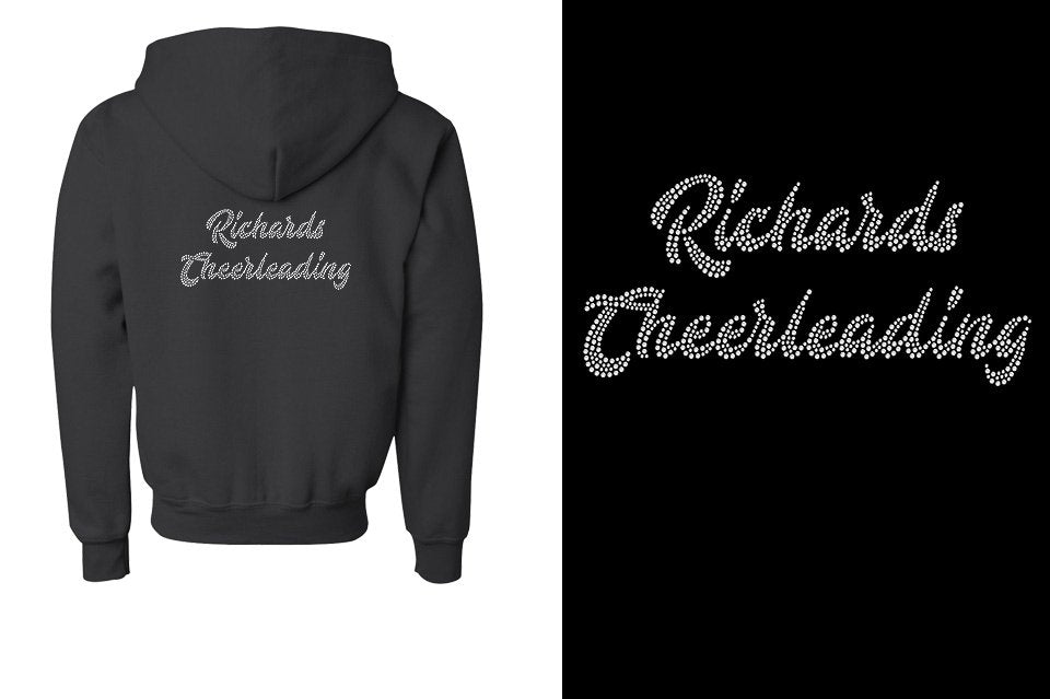 Rhinestones Richards Cheerleading 2 lines 1-color stones Youth Unisex Zip Hoodie
