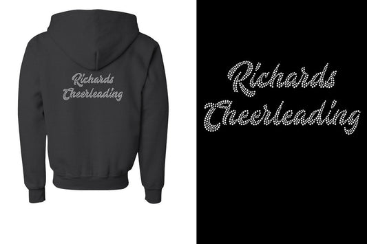 Rhinestones Richards Cheerleading 2 lines 1-color stones Youth Unisex Zip Hoodie
