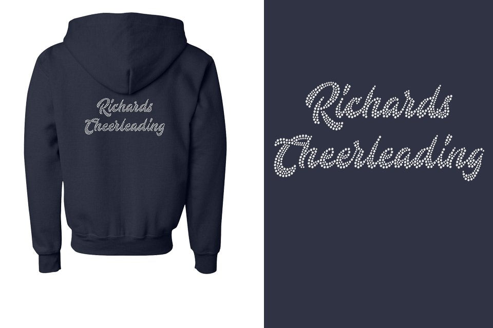 Rhinestones Richards Cheerleading 2 lines 1-color stones Youth Unisex Zip Hoodie