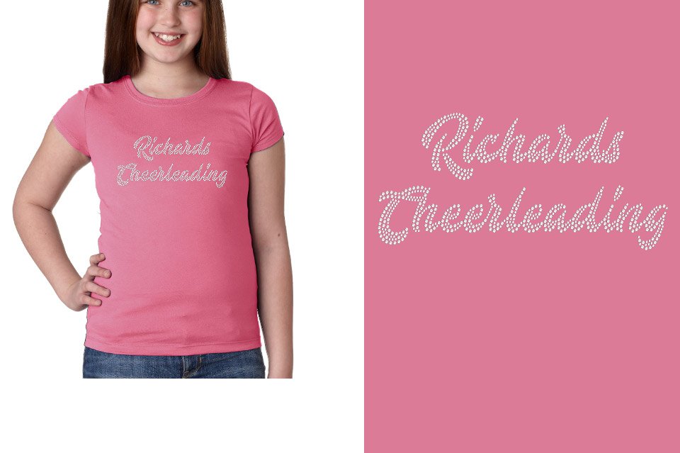 Rhinestones Richards Cheerleading 2 lines 1-color stones Girls' Princess T-Shirt